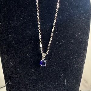 Elegant Silver Necklace with blue Gemstone